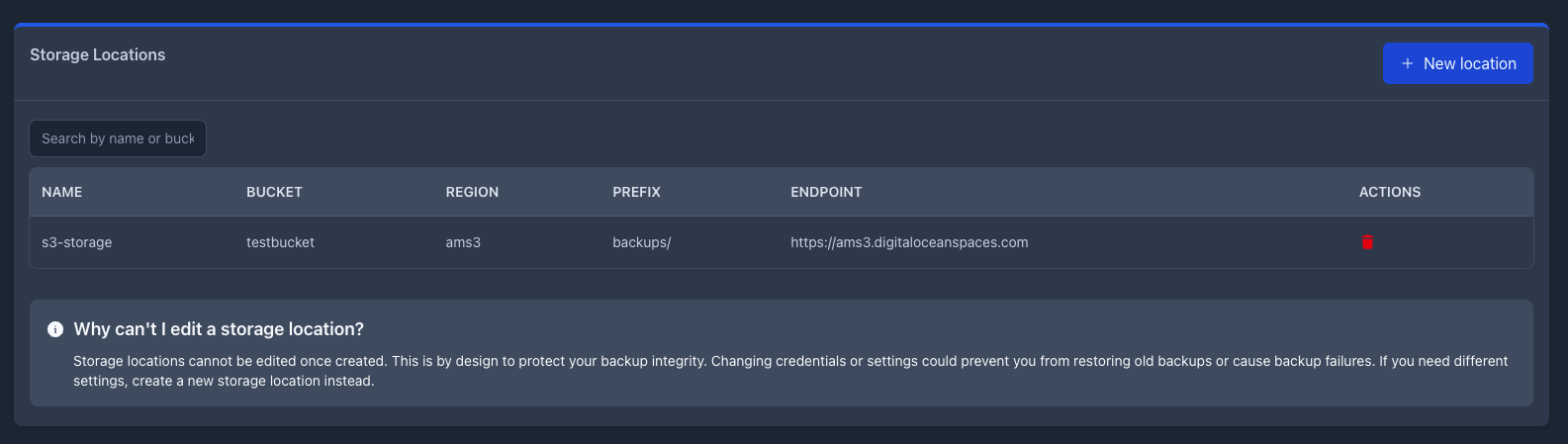 Storage Locations Overview